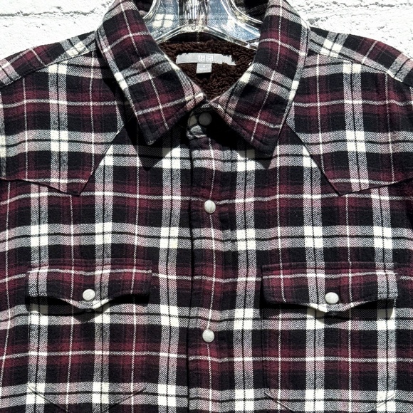 UNIQLO Sherpa Lined Plaid Flannel Long Sleeve Shirt Men's Size Medium Y2k Fleece - Picture 3 of 15